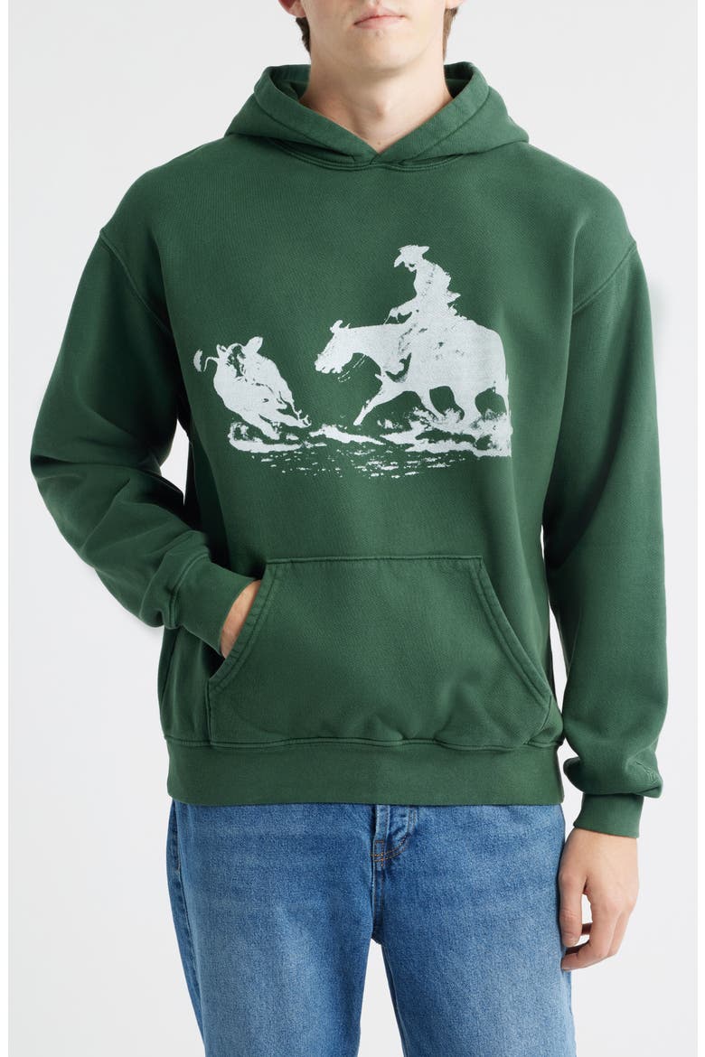 Driftin' Back Graphic Hoodie, Main, color, HARD WASHED FOREST GREEN