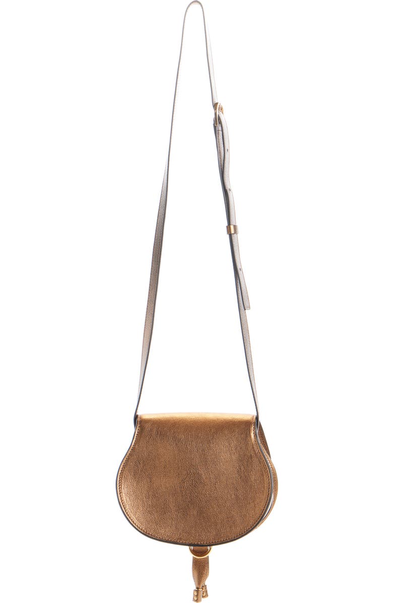 Chloé Small Marcie Metallic Leather Crossbody Bag, Alternate, color, Golden Brown