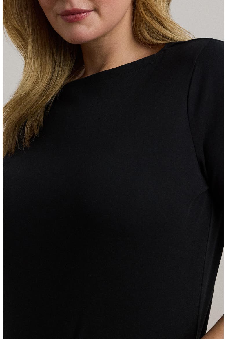 Stretch Cotton Boat Neck Tee, Alternate, color, POLO BLACK