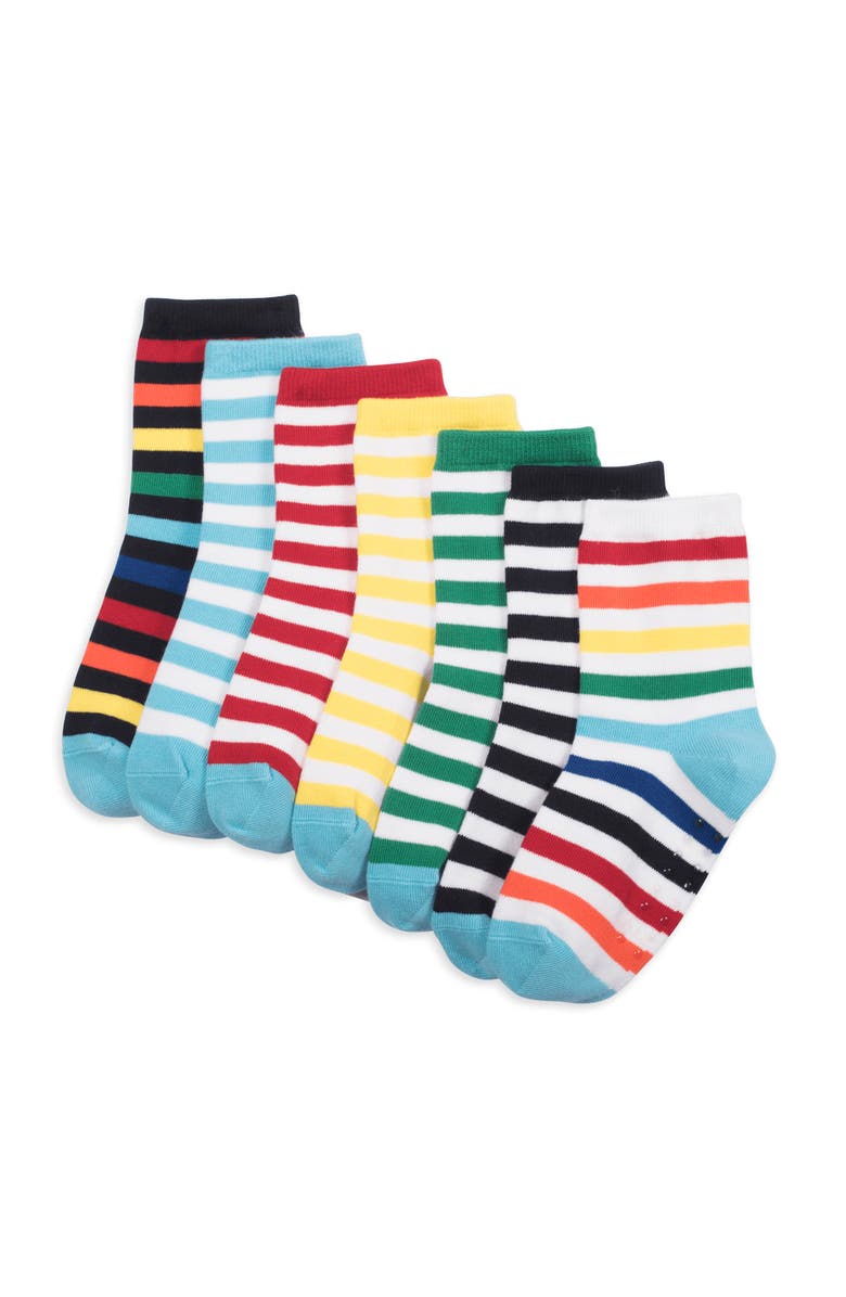 Primary Crew Sock 7-Pack In Stripe, Alternate, color, Rainbow Stripe Mix