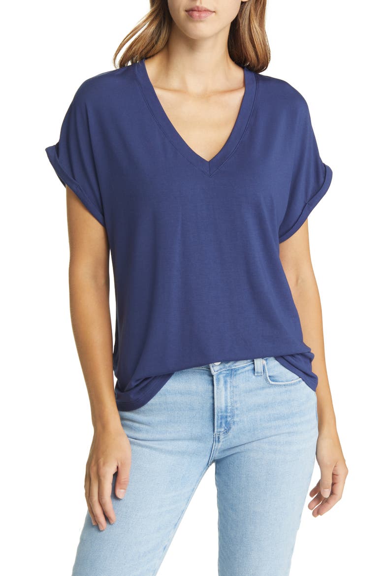 Kauai V-Neck T-Shirt, Main, color, ISLAND NAVY