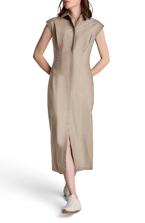 Pleated Maxi Shirtdress