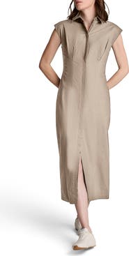 Kenneth Cole Pleated Maxi Shirtdress