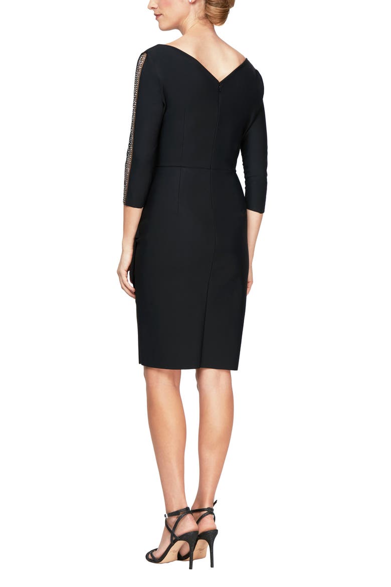 Embellished Surplice Neck Sheath Cocktail Dress, Alternate, color, BLACK