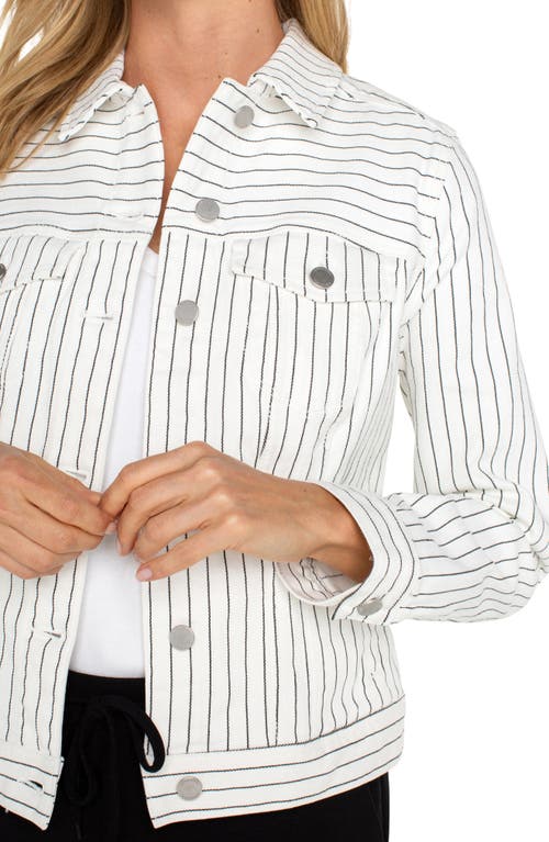 Liverpool Los Angeles Pinstripe Classic Denim Jacket In White Black Pinstripe