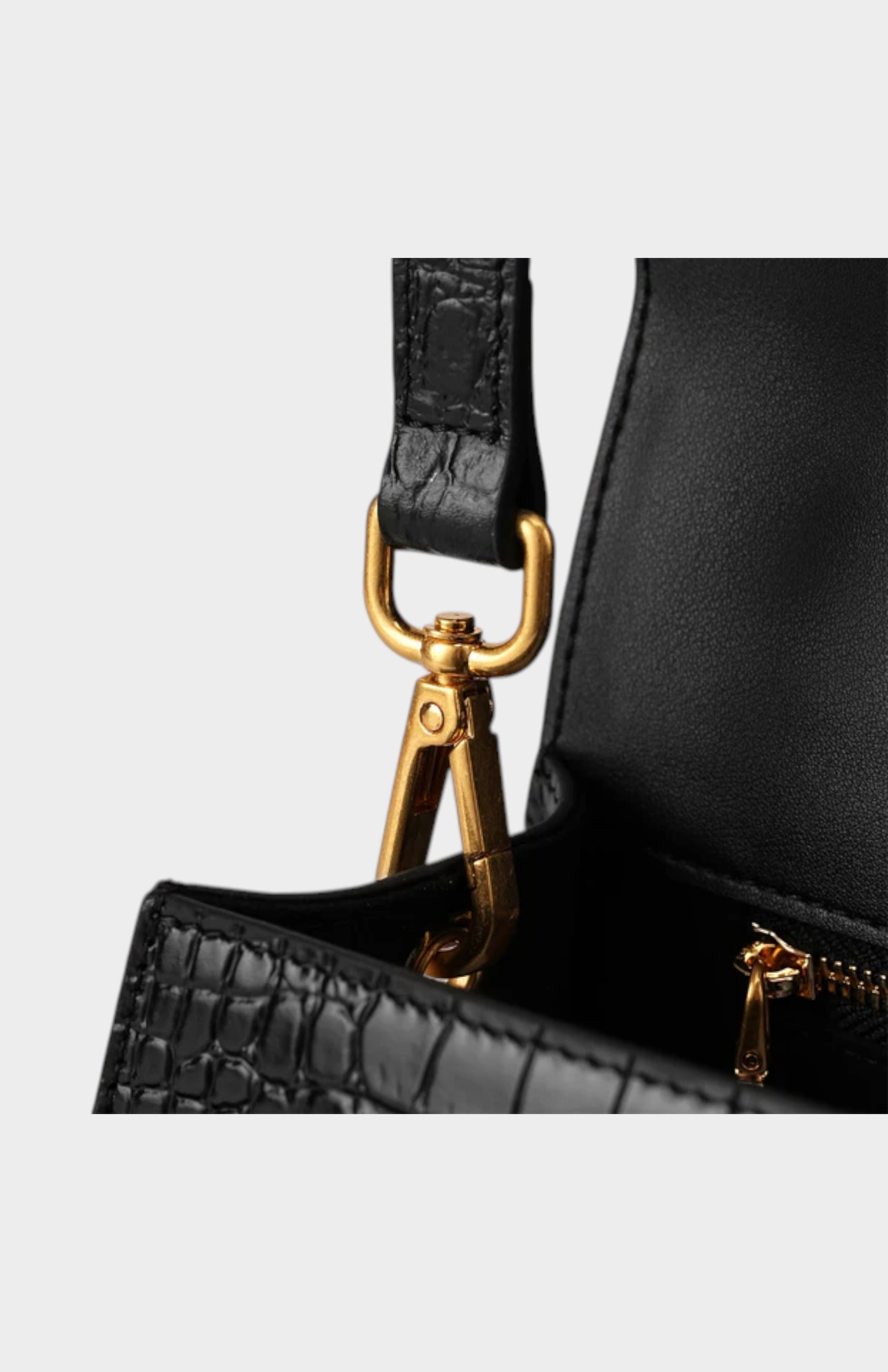 Mi Collection - Croc Embossed Top Handle Bag, Alternate, color, Black