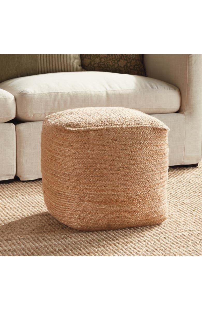 Napa Home & Garden Jute Square Pouf - Natural Jute & Foam Cotton - Firm Seating, Alternate, color, 