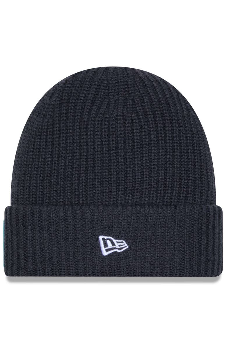 New Era Men's New Era Charcoal Miami Dolphins 2025 Sideline Cold Weather Cuffed Knit Hat, Alternate, color, Charcoal