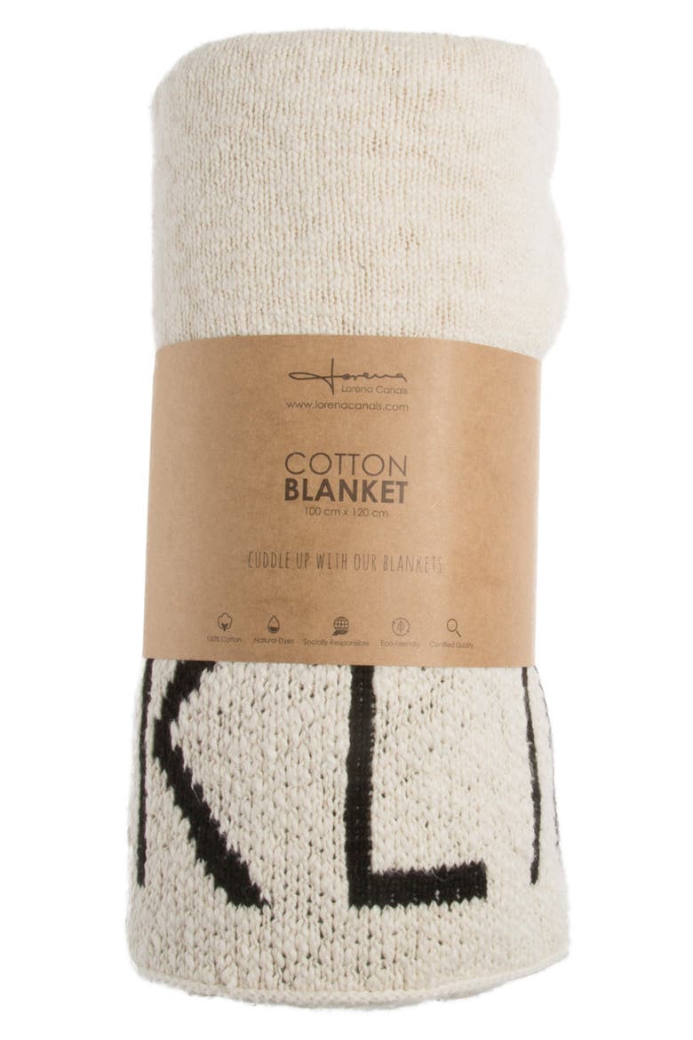 ABC Knit Baby Blanket, Alternate, color, NATURAL/ BLACK