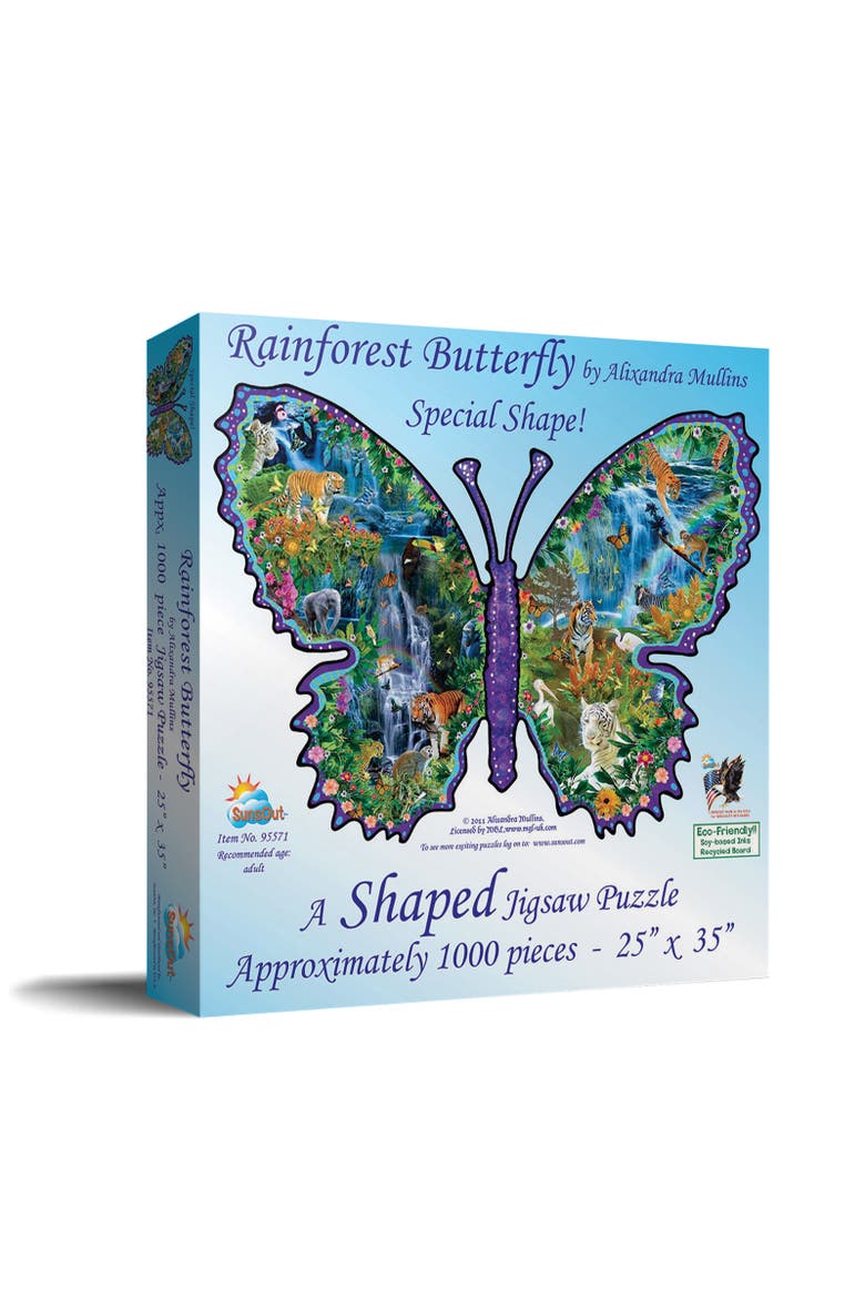 Rainforest Butterfly 1000 piece Jigsaw Puzzle for Adults Special Shape, Main, color, Multicolor