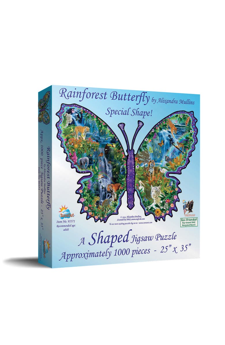 Sunsout Rainforest Butterfly 1000 piece Jigsaw Puzzle for Adults Special Shape, Main, color, Multicolor