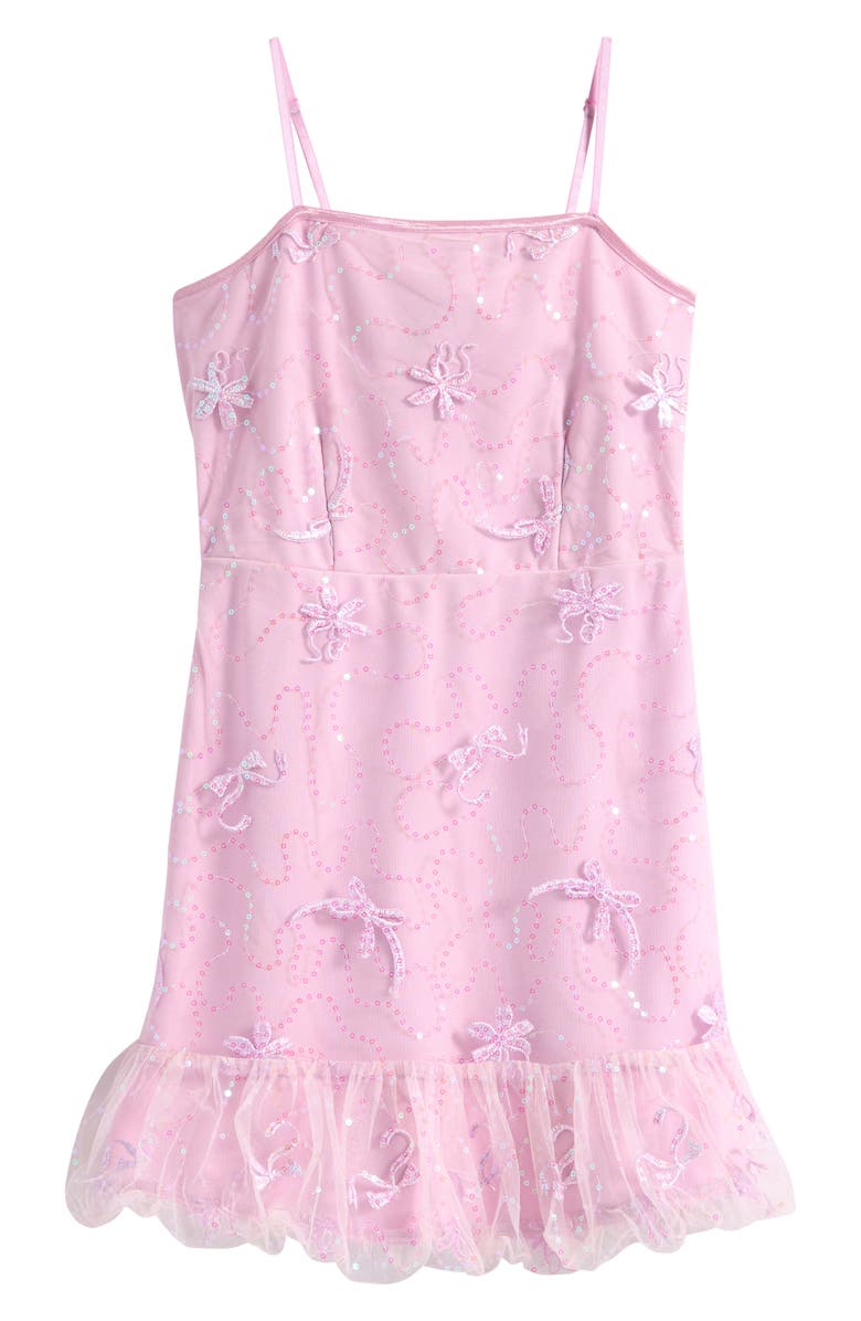 Ava & Yelly Kids' Sequin Bow Tulle Bubble Dress, Main, color, Iris