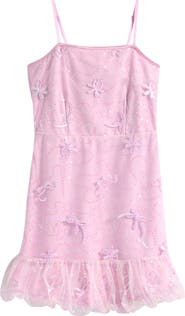 Ava & Yelly Kids' Sequin Bow Tulle Bubble Dress