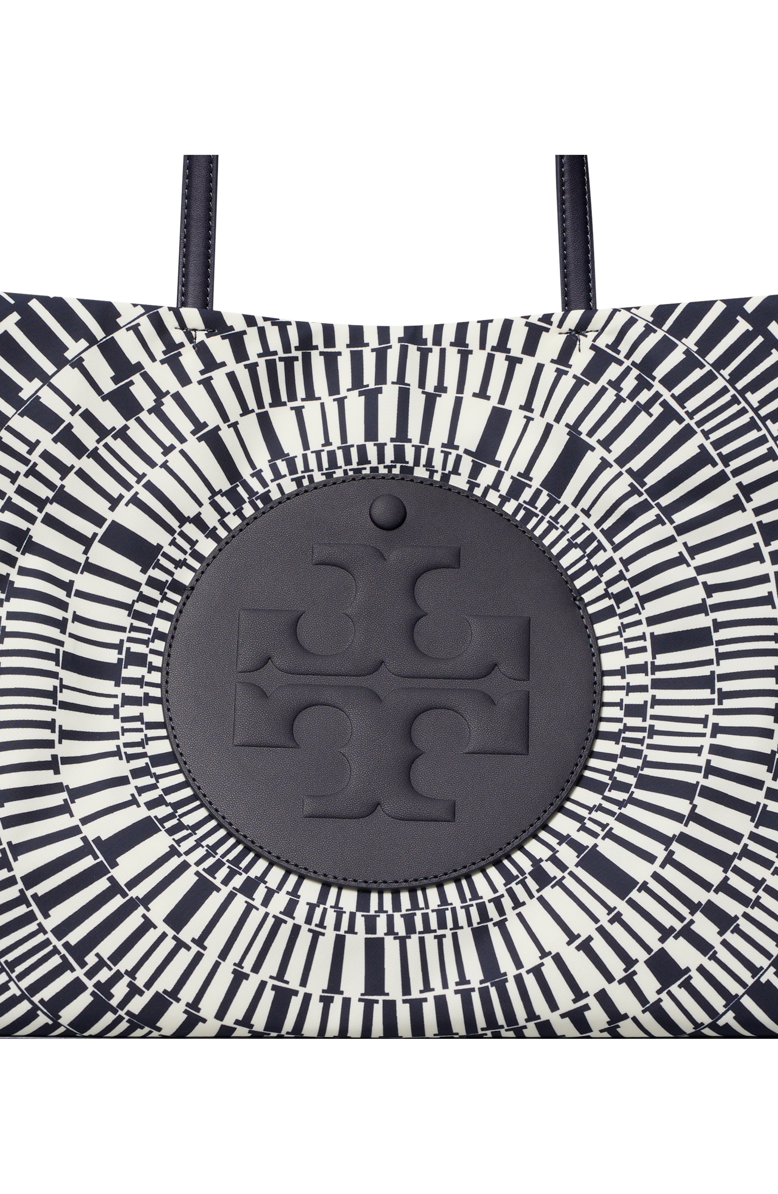 Tory Burch Small Ella Printed Tote, Alternate, color, Navy Circle