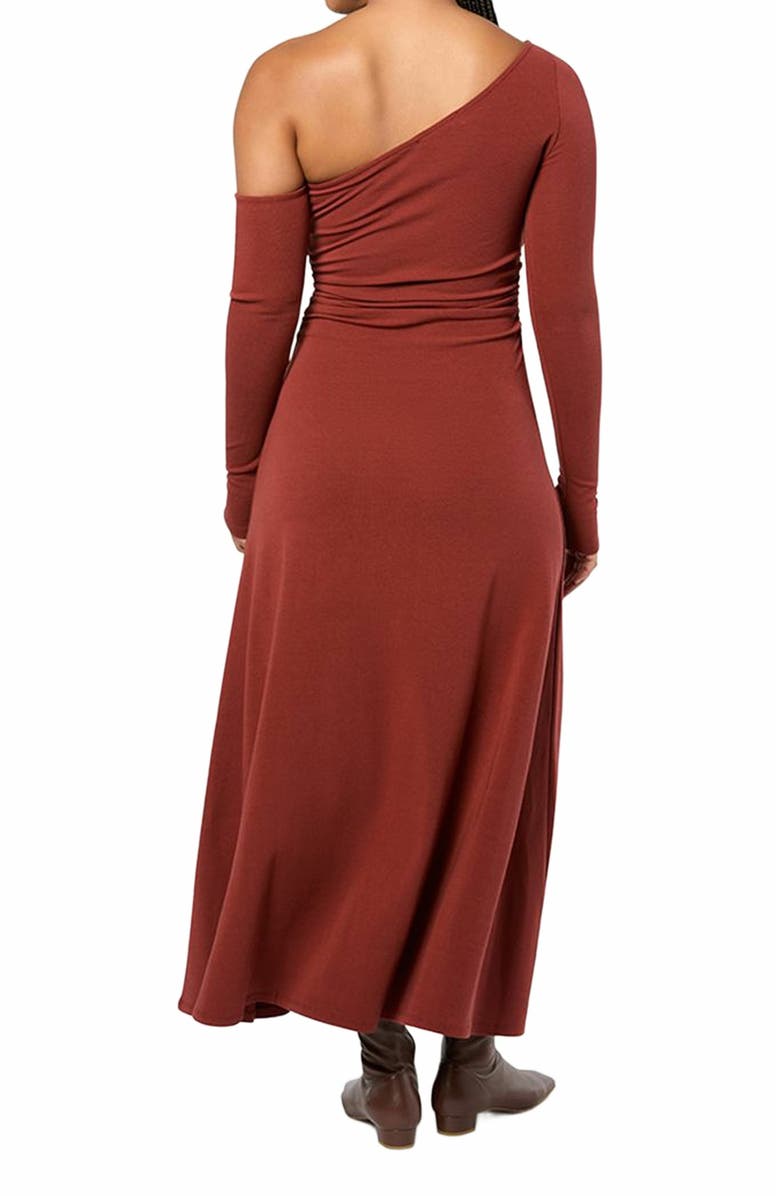 WeWoreWhat Long Sleeve Off Shoulder Dress, Alternate, color, Chestnut