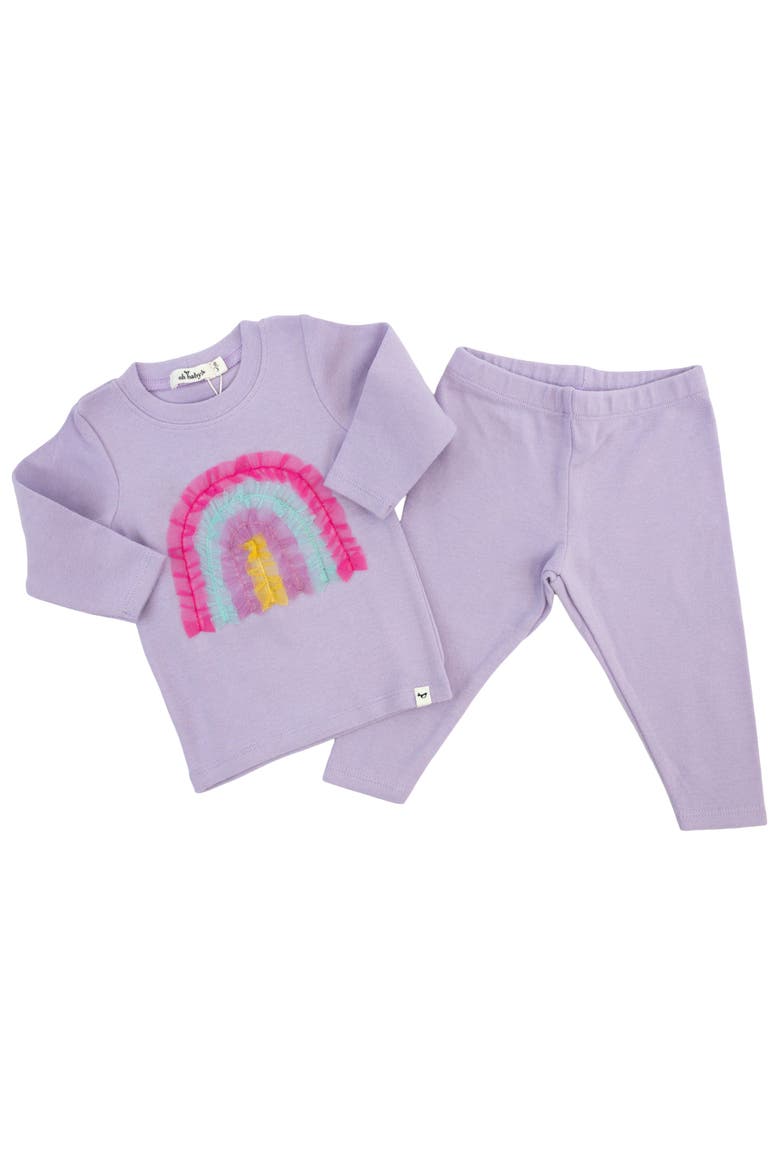 Bright Tulle Rainbow Applique Two Piece Set, Alternate, color, Orchid