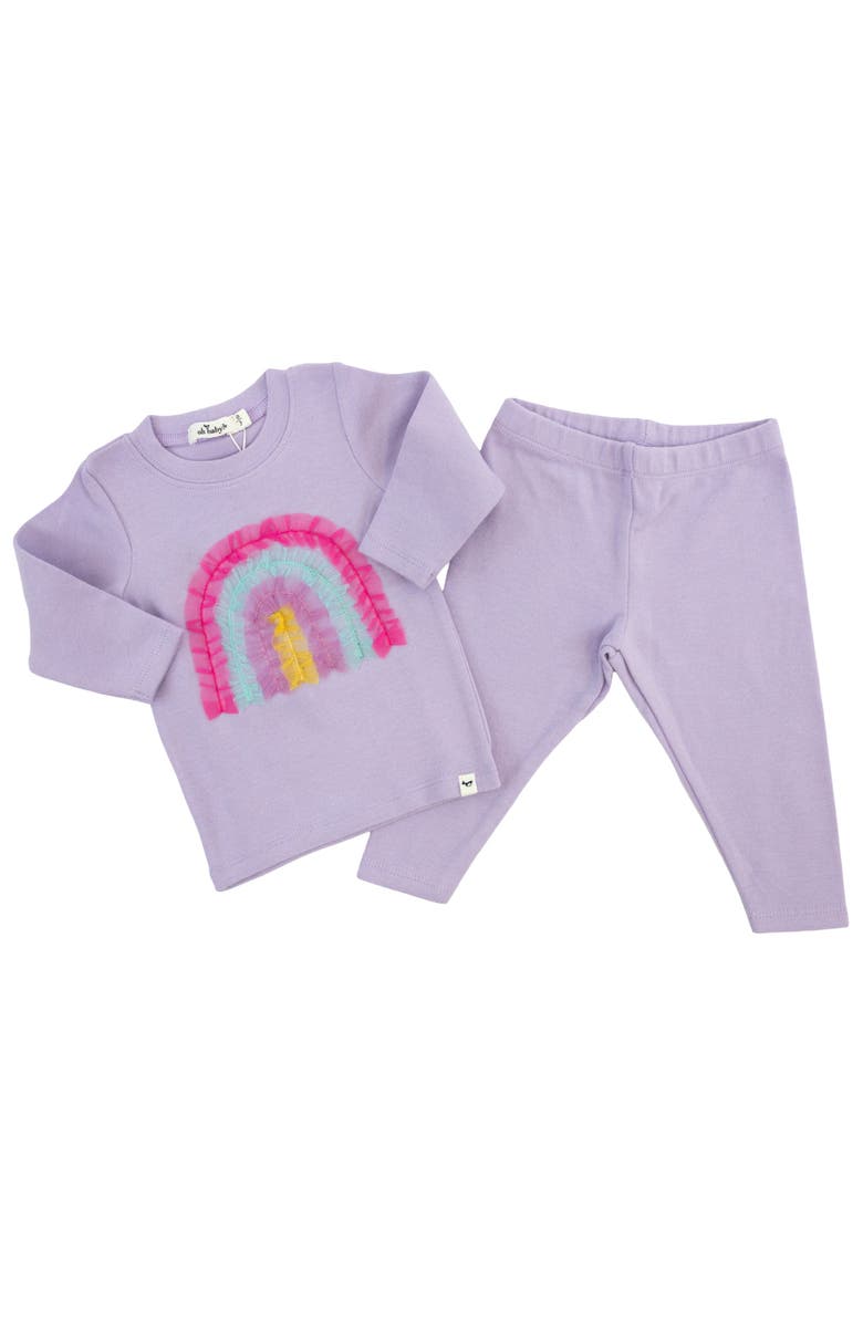 oh baby! Bright Tulle Rainbow Applique Two Piece Set, Alternate, color, Orchid
