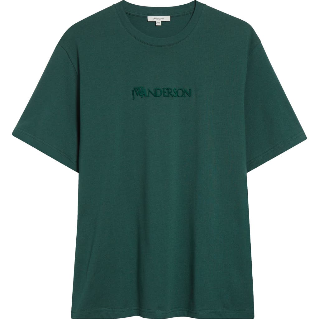 Jw Anderson Logo T-shirt With Short Sleeves And Crew Neck In Green