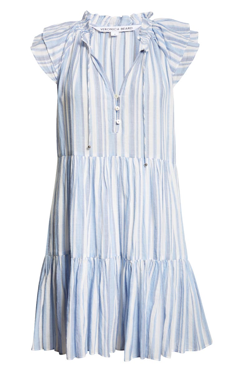 Veronica Beard Zee Stripe Tiered Minidress, Alternate, color, Blue Multi