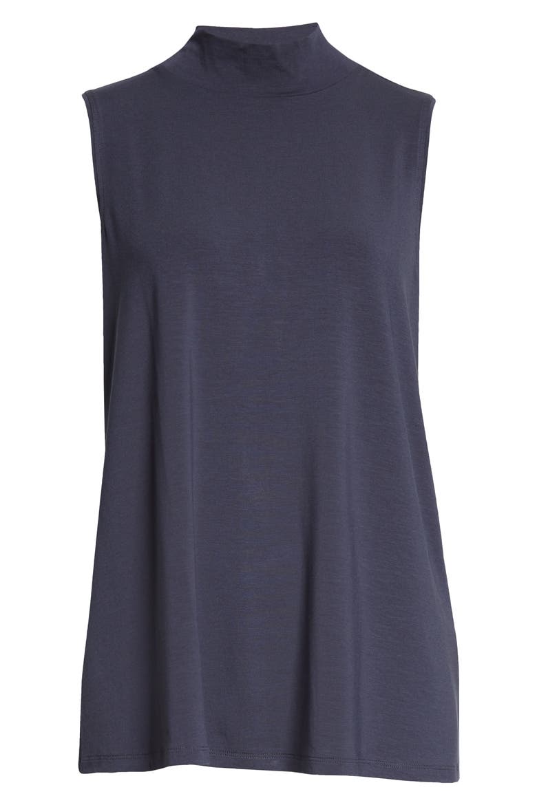 Sleeveless Mock Neck Top, Alternate, color, OCEAN