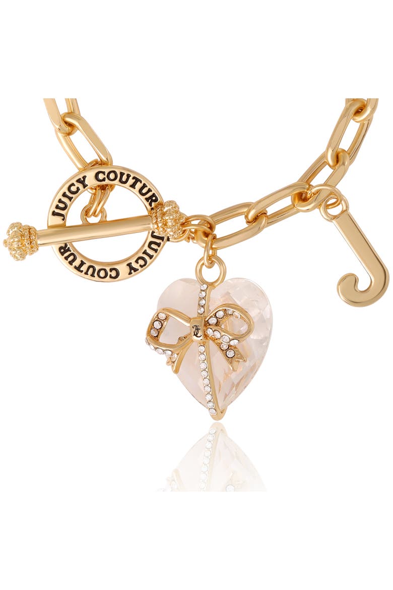 Heart Stone & J Charm Bracelet, Alternate, color, Clear