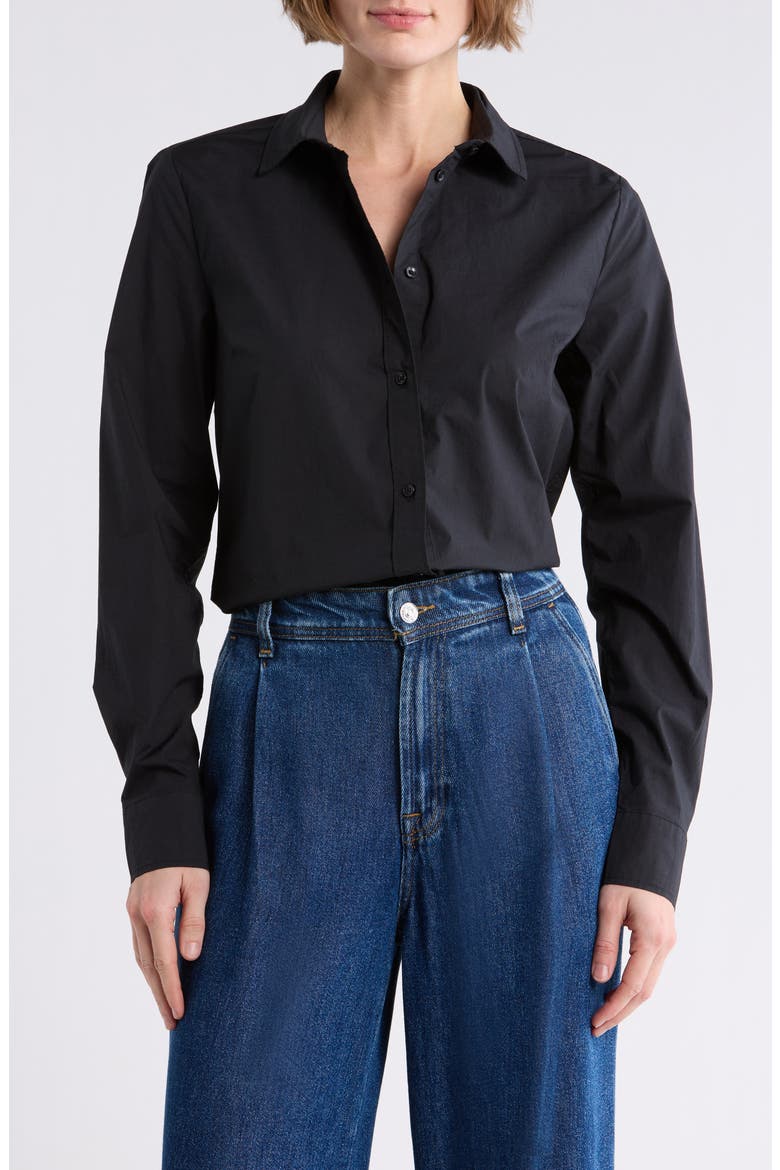 Classic Long Sleeve Button-Up Shirt, Main, color, BLACK