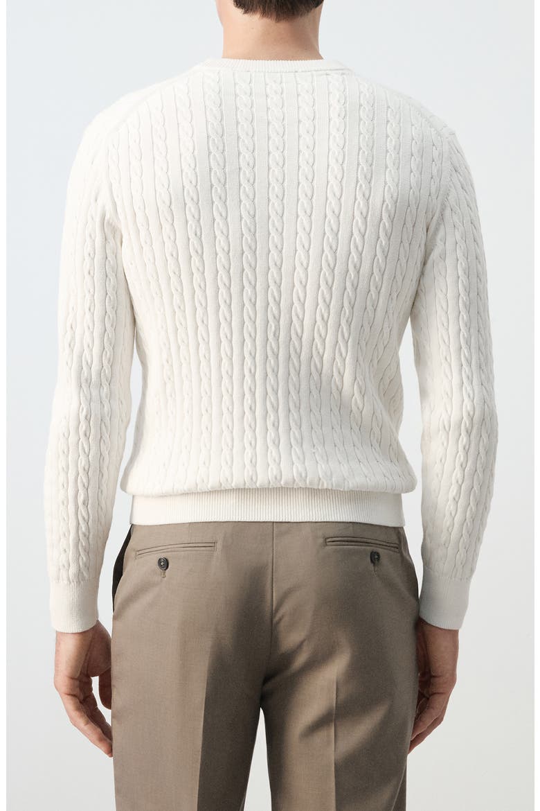 Crewneck Cable Stitch Sweater, Alternate, color, OFF WHITE