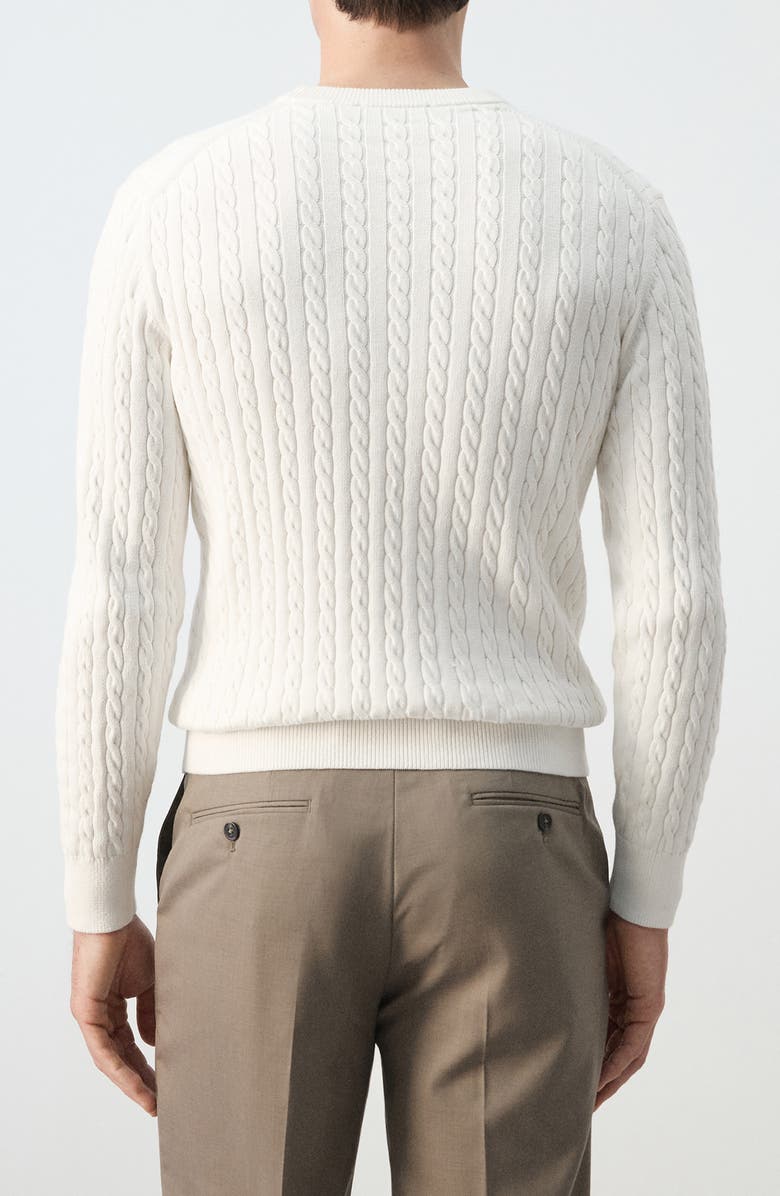 MANGO Crewneck Cable Stitch Sweater, Alternate, color, Off White