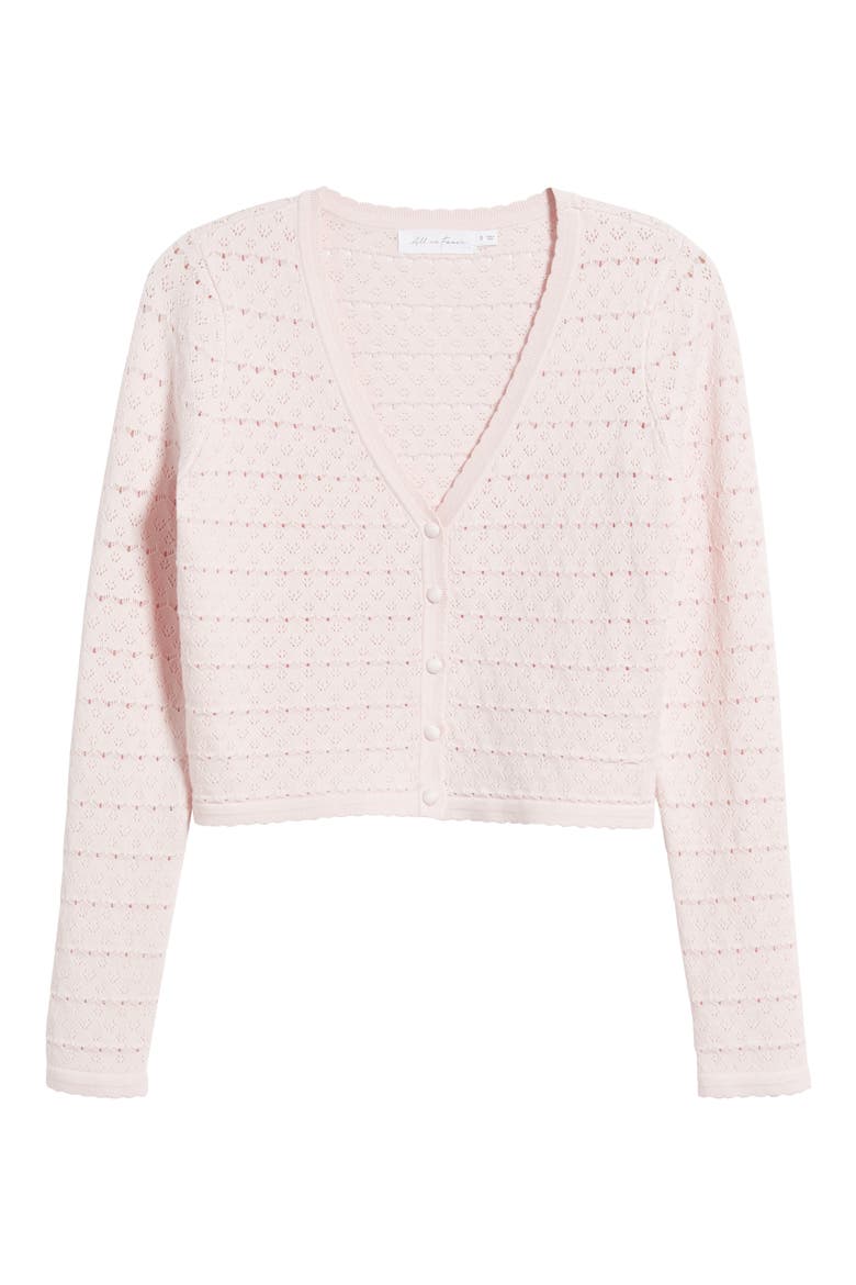 Pointelle V-Neck Crop Cardigan, Alternate, color, LIGHT PINK