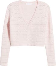 All in Favor Pointelle V-Neck Crop Cardigan