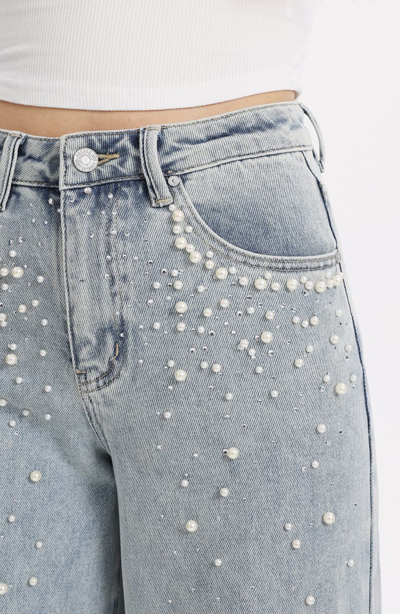 Bayeas Embellished High Waist Barrel Jeans, Alternate, color,
