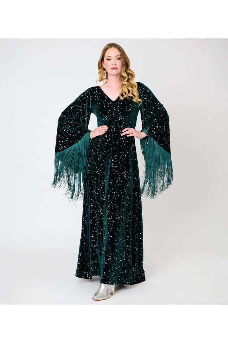 Stevie Maxi Dress, Main, color, Green w/ Stars Ruched