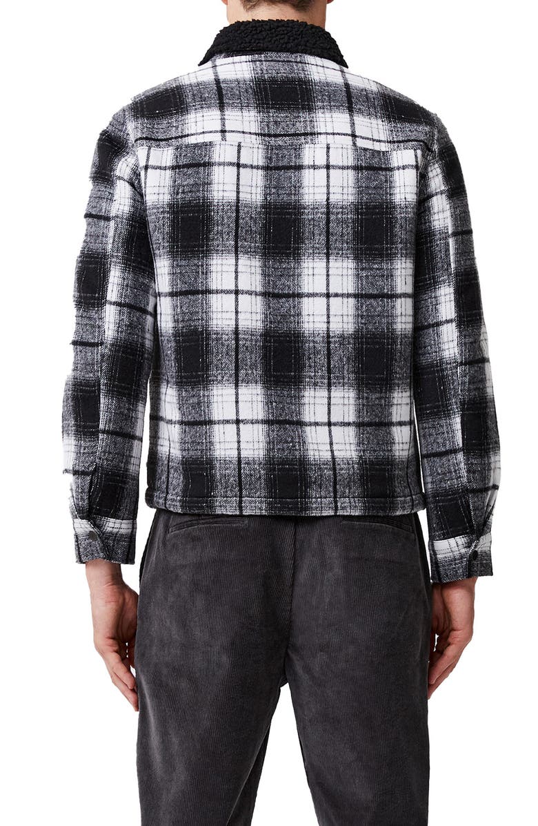French Connection Plaid Water Resistant High Pile Fleece Collar Jacket, Alternate, color, 