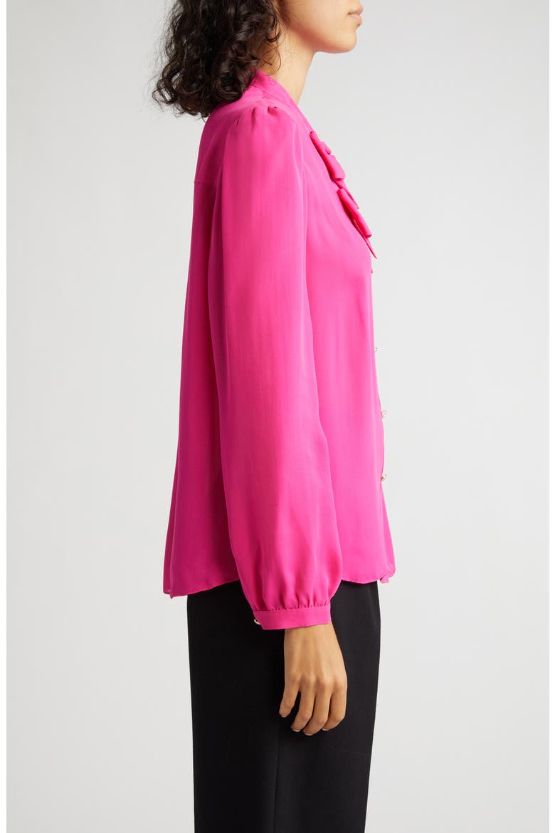 Sasha Silk Button-Up Top, Alternate, color, HOT FUCHSIA