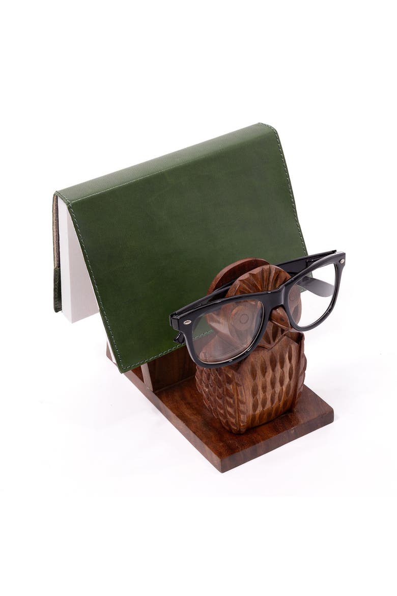 Owl Book & Glasses Caddy, Main, color, Brown