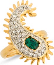 Kenneth Jay Lane Pavé Crystal Two-Tone Paisley Ring