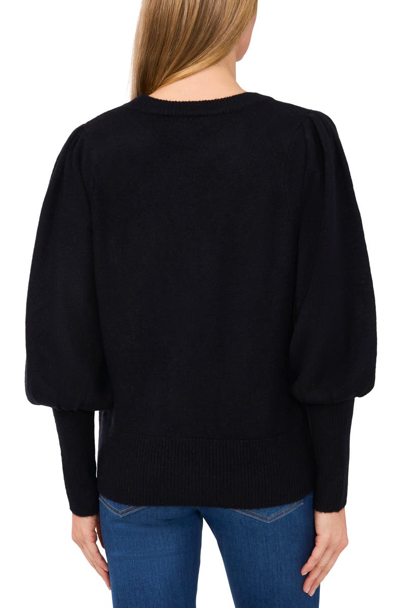 CeCe Plaid Bow Sweater, Alternate, color, Rich Black