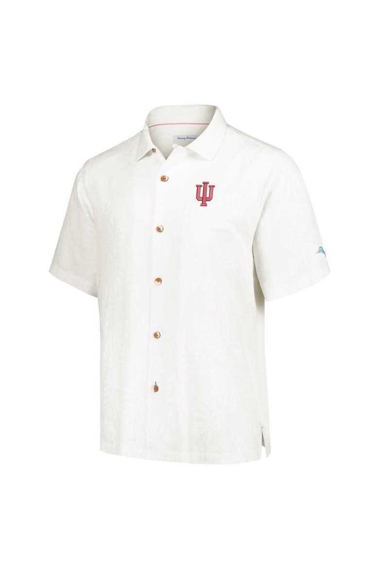 Men's Tommy Bahama Cream Indiana Hoosiers Castaway Game Camp Button-Up Shirt, Alternate, color, Cream