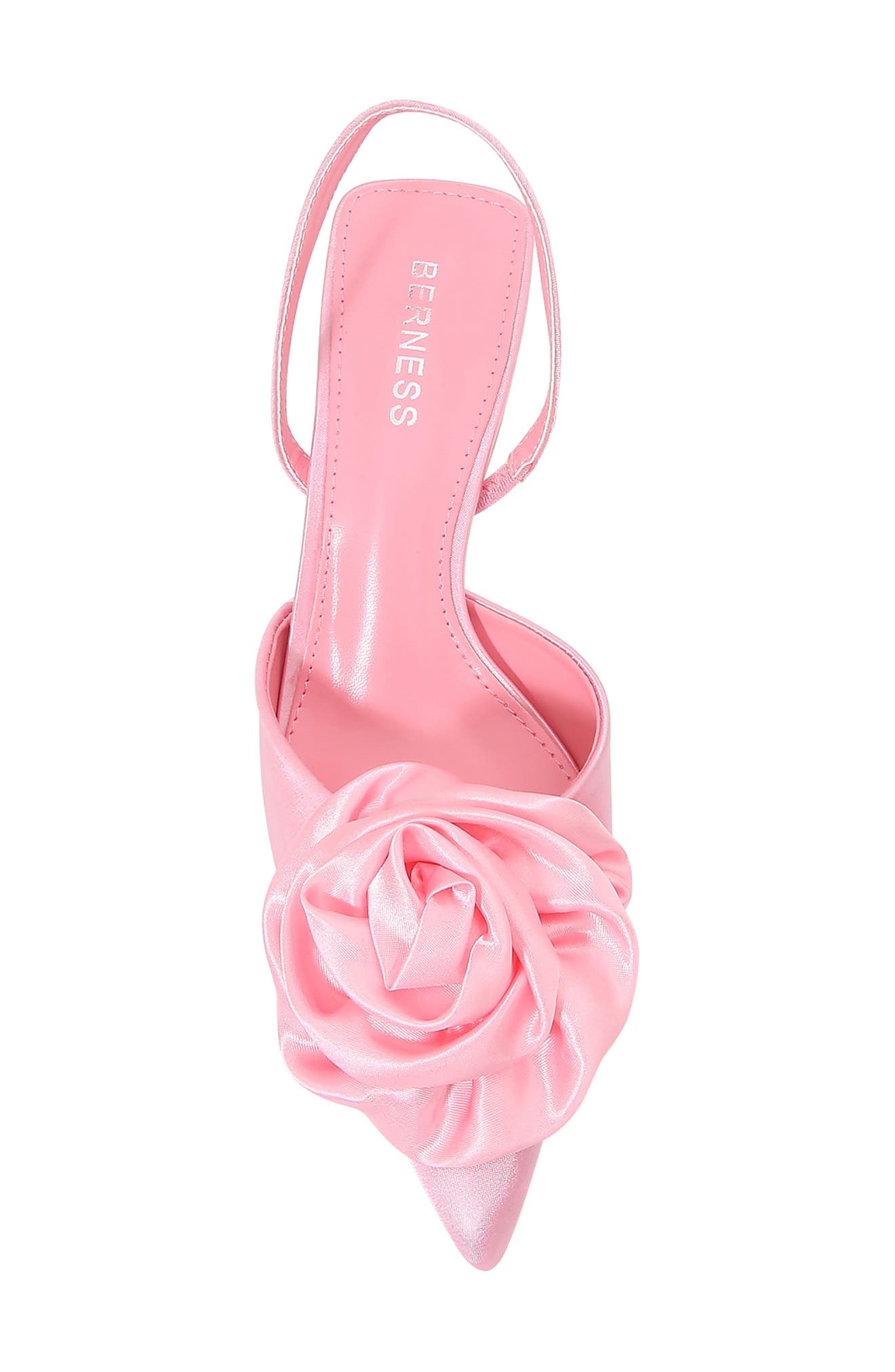 Camellia Satin Rose Slingback Kitten Heel Pump, Alternate, color, PINK