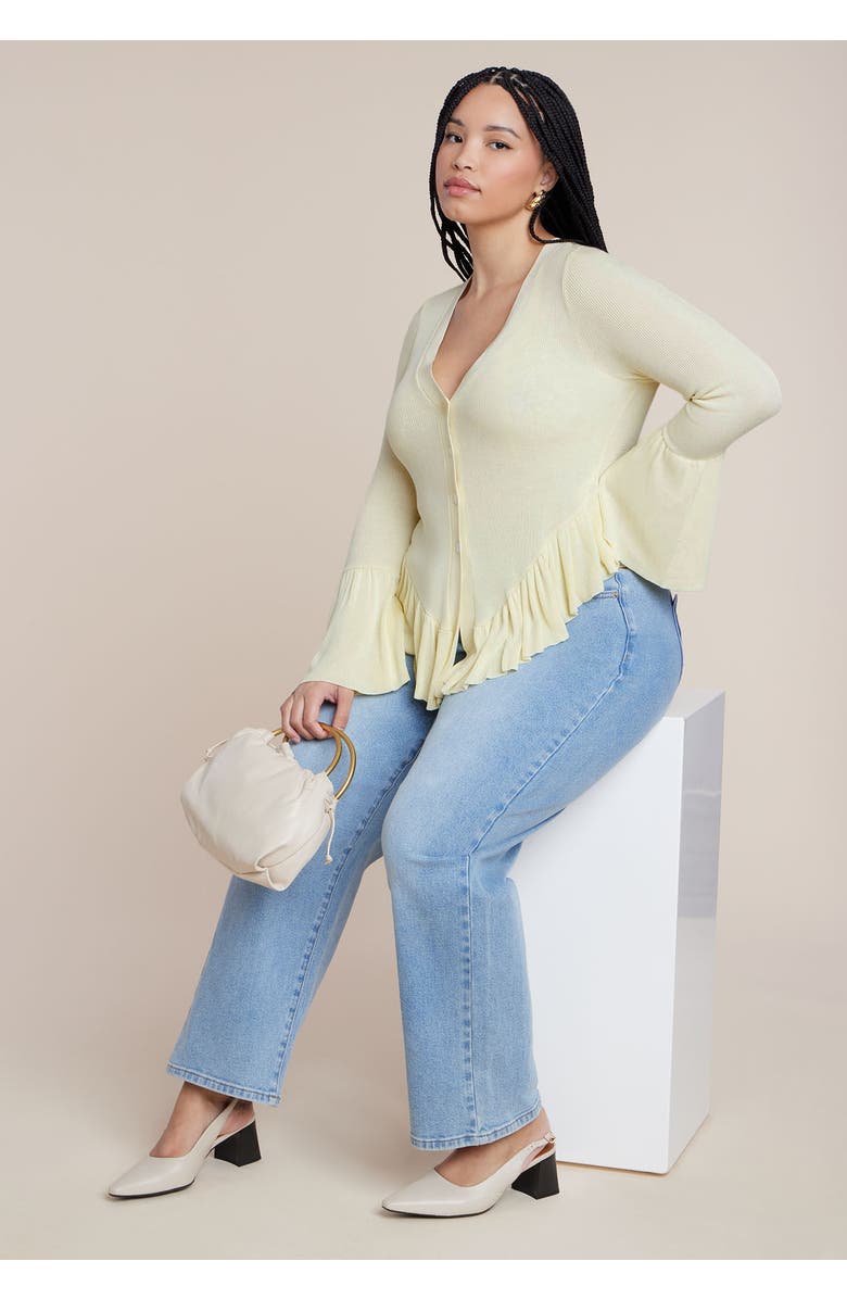 ELOQUII Ruffle Cardigan, Alternate, color, 