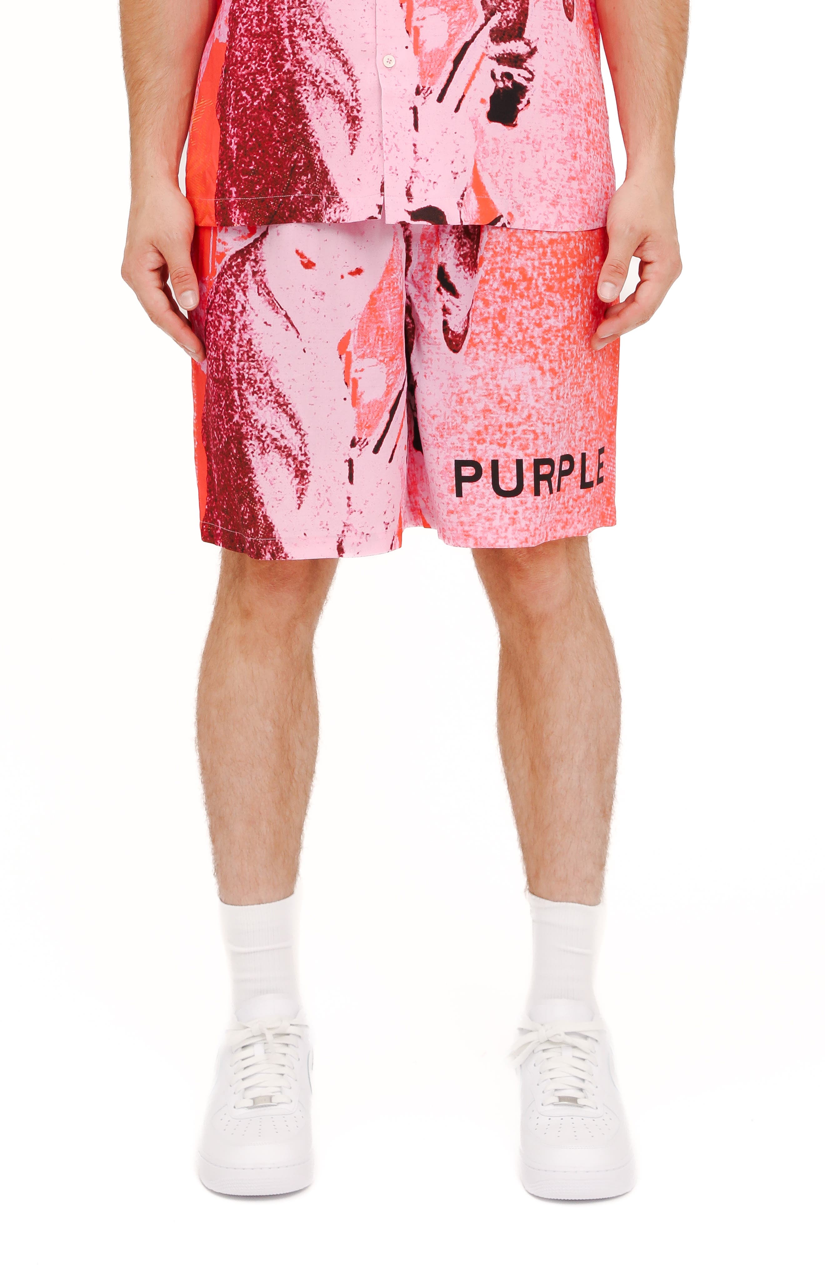 PURPLE BRAND Pull-On Graphic Shorts