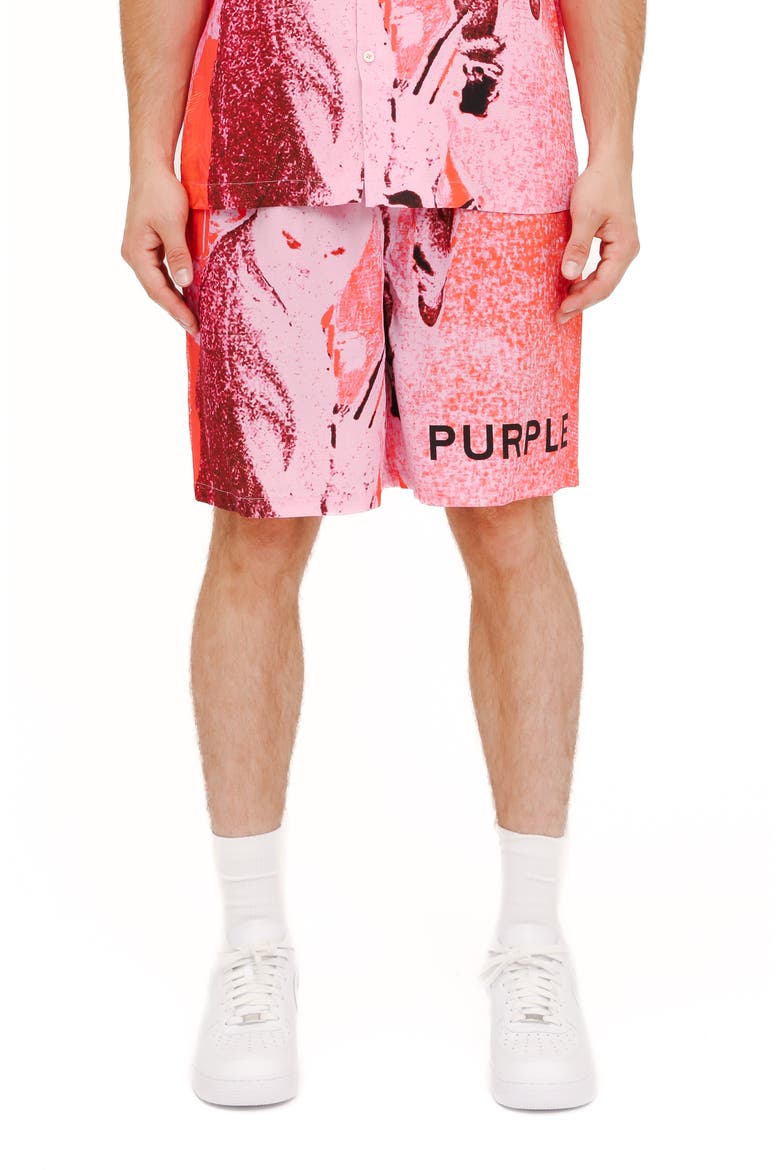 Pull-On Graphic Shorts, Main, color, PINK MULTI