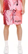 PURPLE BRAND Pull-On Graphic Shorts