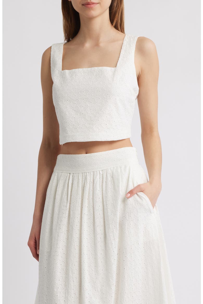 Aelita Eyelet Crop Tank, Main, color, WHITE