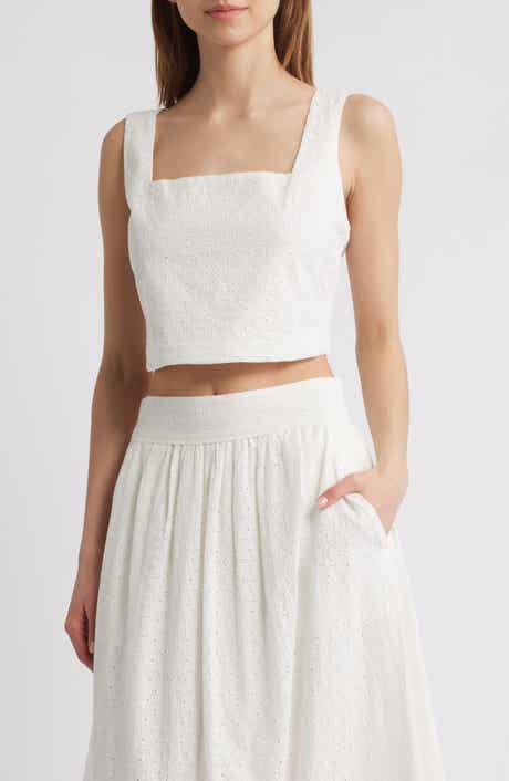 PAIGE Aelita Eyelet Crop Tank