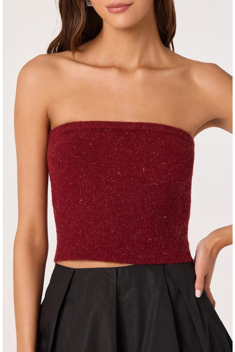 Metallic Bolero Jacket & Tube Top Set, Alternate, color, MAROON