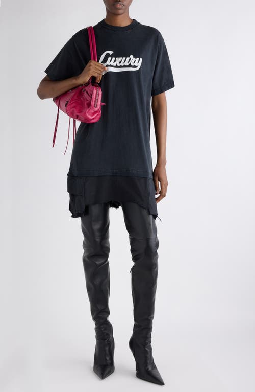 Balenciaga Luxury Embroidered Hybrid T-shirt Dress In Blue