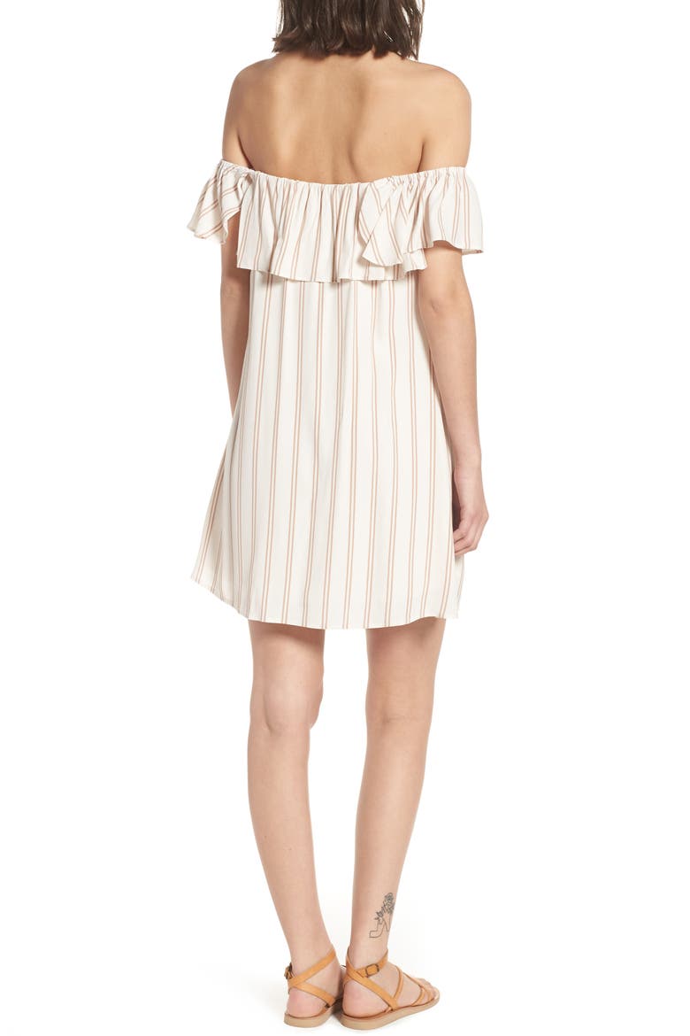 Stripe Off the Shoulder Dress, Alternate, color, IVORY EGRET EMILY STRIPE