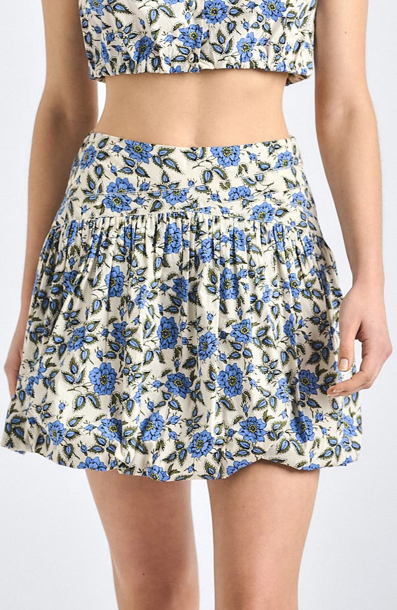 Derek Lam 10 Crosby Persis Floral Bubble Miniskirt, Main, color, Blue Bell Floral