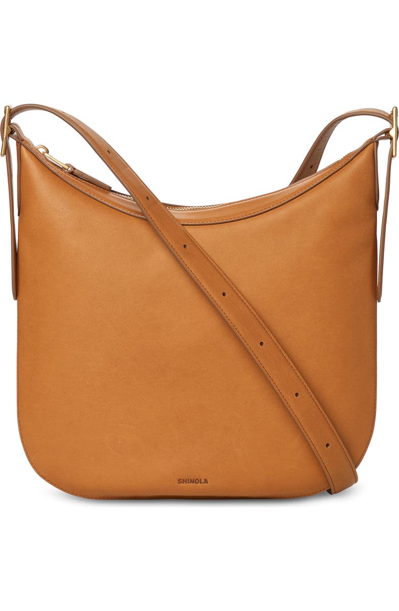 Shinola Medium Bixby Accordion Leather Crossbody Bag, Main, color, Tan
